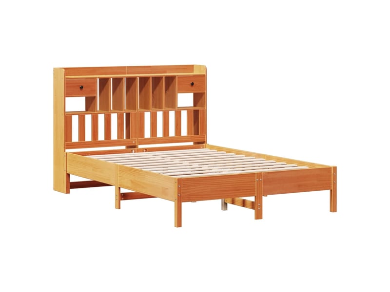  Lit double- lit adulte -  lit bibliothèque sans matelas  marron 135x190 cm pin massif  - Conforama B