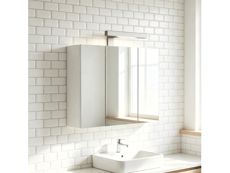  Armoire miroir murale 60x18x52 cm 3 portes led mdf blanc  - Conforama C