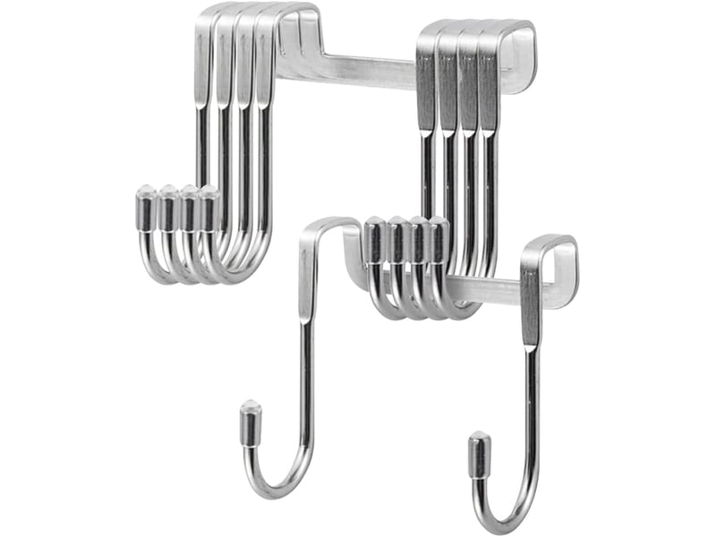  Lot de 5 crochets de porte en forme de j pour armoire, placard, tiroir, salle de bain, manteau, vêtements, sacs, gris  - Conforama A