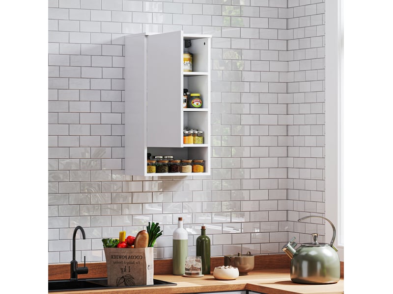  Armoire murale 40x27x77 cm porte sans poignée panneau de particules et mdf blanche  - Conforama C