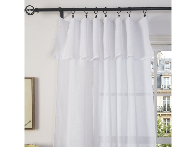 Rideau ajustable 140 x 270 cm + 8 anneaux pinces effet lin evasion neige CP-EVASION-NEIGE - Conforama B