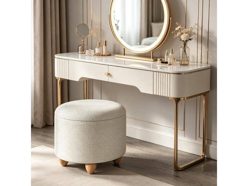 Pouf rond avec rangement, tabouret pratique, repose-pieds compact, siège chaussures  - Conforama D