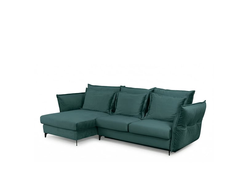  Canapé angle gauche verduro en velours bleu pétrole - 3 places 3CA55.PI.3AC.G.24 - Conforama D