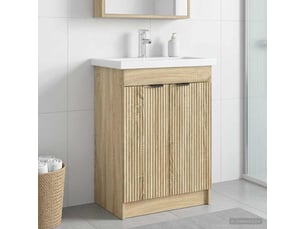 Armoire sous évier de salle de bain, meuble de rangement chêne sonoma shl5783