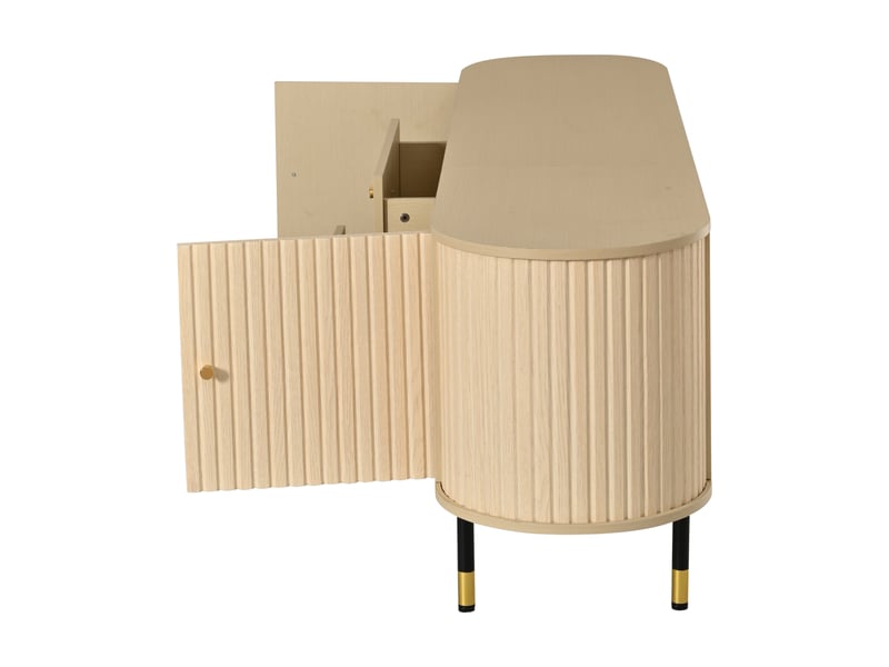  Meuble tv bas 180 cm, finition bois naturel, avec tiroir  - Conforama E