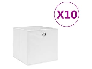 Boîtes de rangement 10 pcs tissu intissé 28x28x28 cm blanc