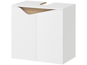 Meuble sous-évier avec 2 portes à fermeture douce pour lavabo sans colonne, 60 x 35 x 57,9 cm, blanc