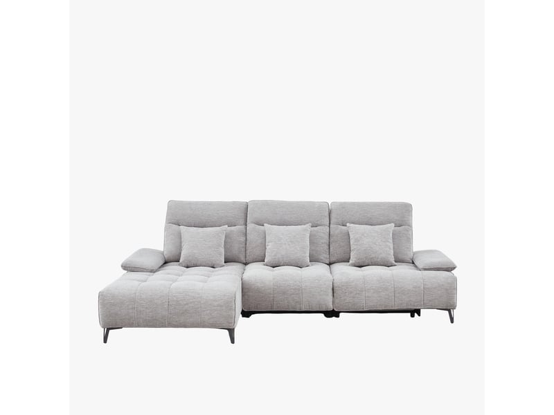 Canapé d'angle relax électrique en tissu matelassé gris - angle gauche - Conforama A