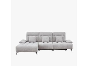 Canapé d'angle relax électrique en tissu matelassé gris - angle gauche