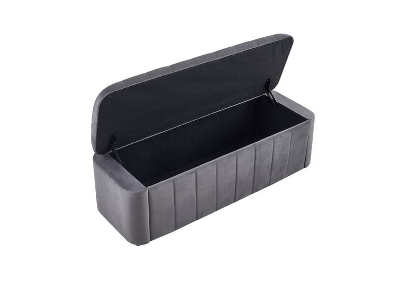  Banc coffre 132x47x44 cm en velours gris foncé  - Conforama A