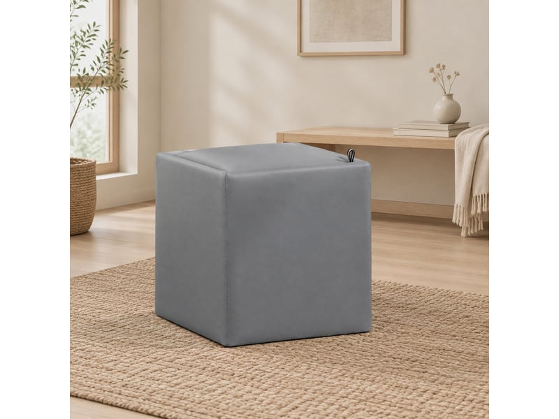  Pouf carré avec rangement 44 l en simili gris 40x40x40 cm  - Conforama E