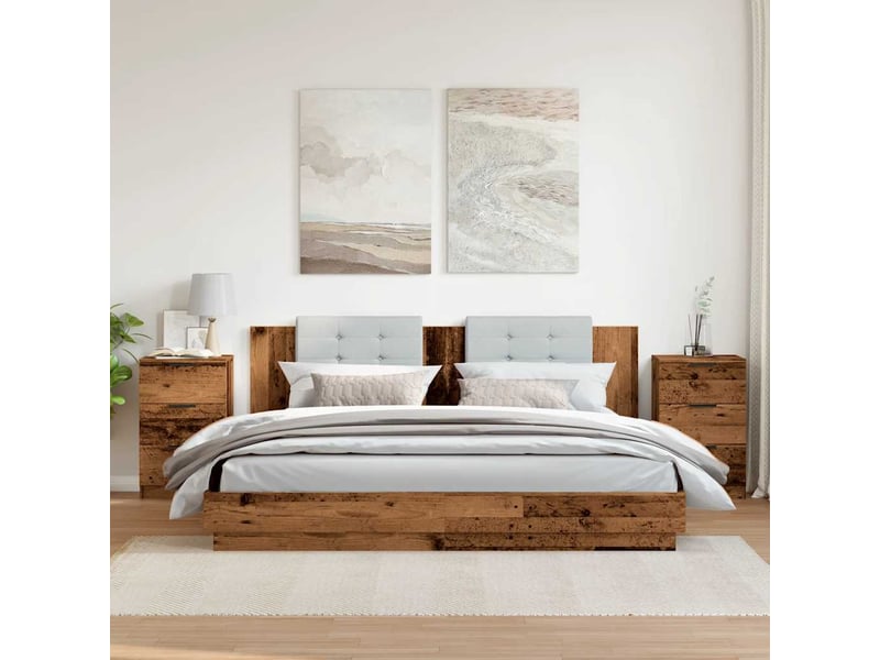  Lot de 2 tables de chevet - cabinet de chevet - table de nuit vieux bois 40x36x65 cm bois d'ingénierie  - Conforama B