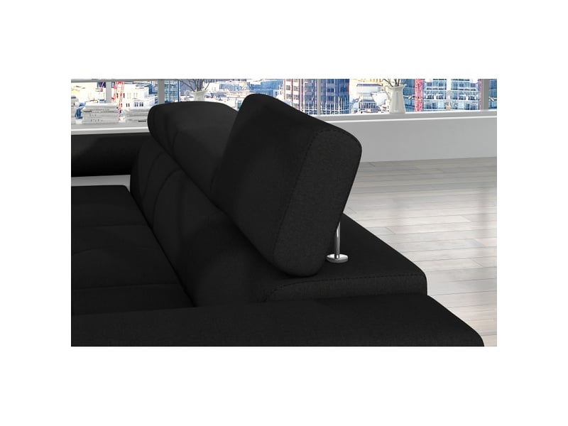  Canapé d'angle convertible amanda noir et blanc en tissu chiné  - Conforama D