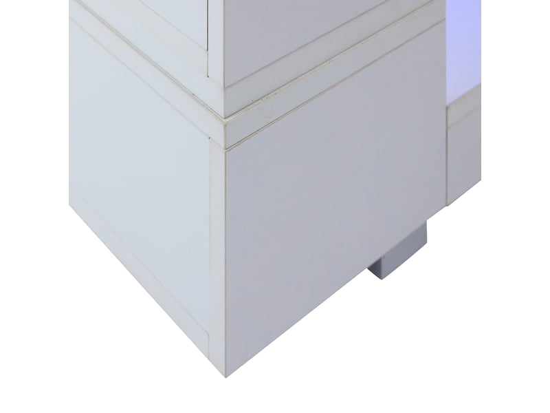  Table basse 100x50x35 cm avec led et plateau verre, blanc  - Conforama R