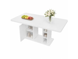 Table à manger extensible 140180 x 80 cm blanche avec rangement