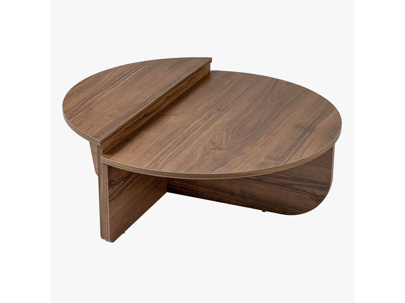  Table basse ronde couleur bois foncé d90 cm  - Conforama C