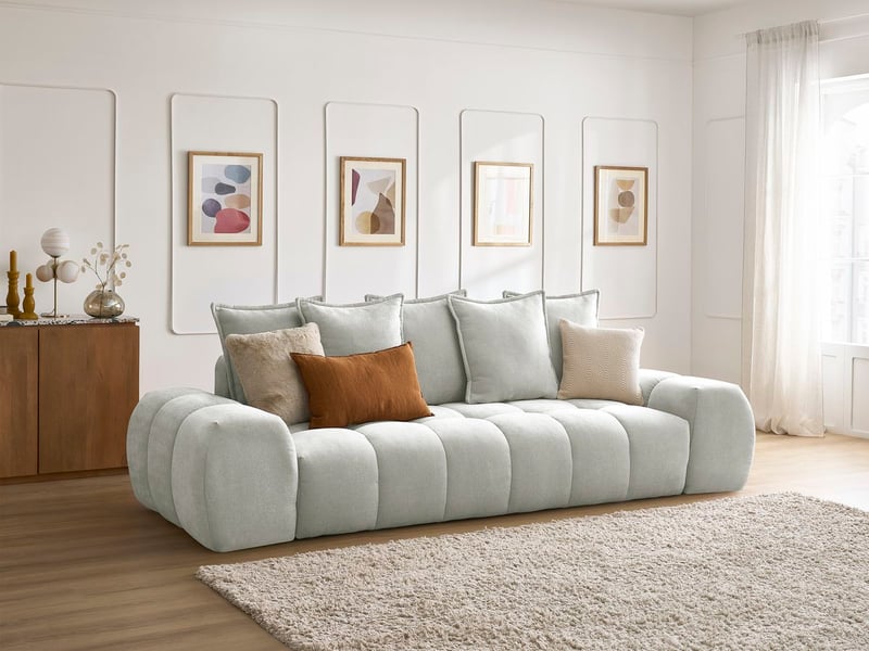  Bobochic canapé droit fixe 3 places everest tissu texturé gris clair EVEREST - Conforama B