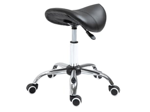 Tabouret de travail 49x18x48 cm, pivotant réglable en hauteur, 5 roulettes robustes en métal, similicuir couleur noir