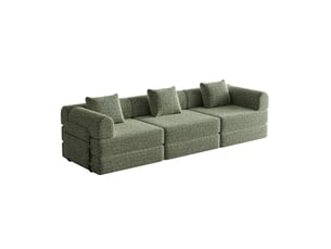 Canapé-lit 2-en-1 en chenille avec rangement dans l’accoudoir, 3 cadres métalliques et plusieurs configurations
