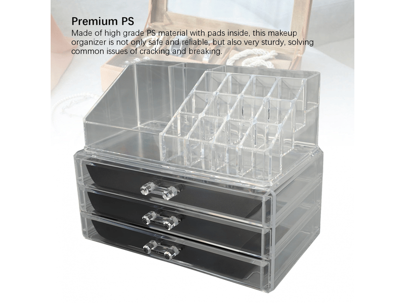 Ensemble de tiroirs de rangement empilables pour maquillage, présentoir pour cosmétiques, boîte de rangement transparente pour bijoux avec plateau pi - Conforama E