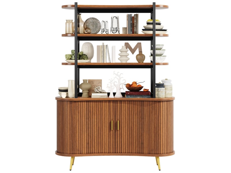  Buffet 120x40x183 cm portes coulissantes mdf métal brun foncé  - Conforama A