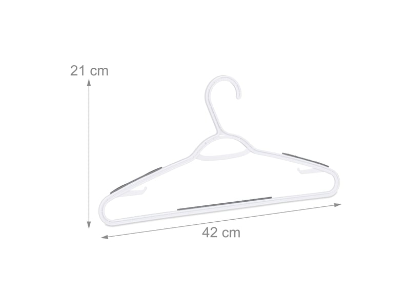  Lot de 20 cintres en plastique antiglisse idéale penderie traverse pour pantalons dimensions 21 x 42 x 0,5 cm en plastique blanc 13_0008950  - Conforama B