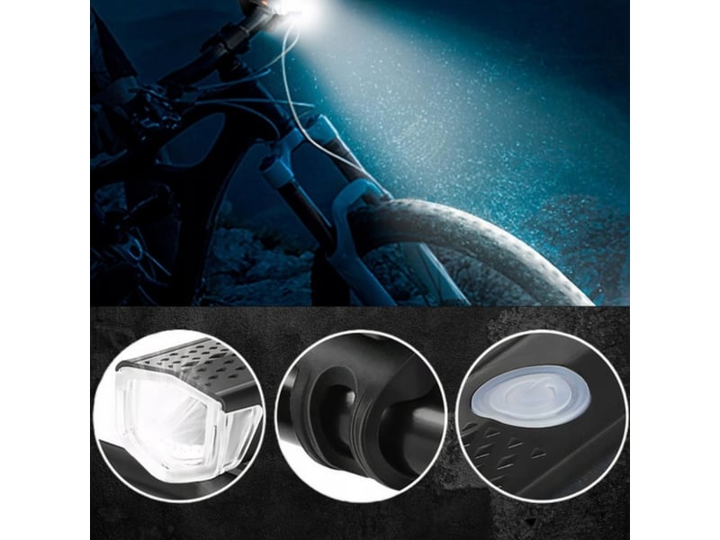  Lot de 2 lampes velo led usb rechargeables etanches avant arriere, aluminium, 3 modes d'eclairage, ipx4  - Conforama E