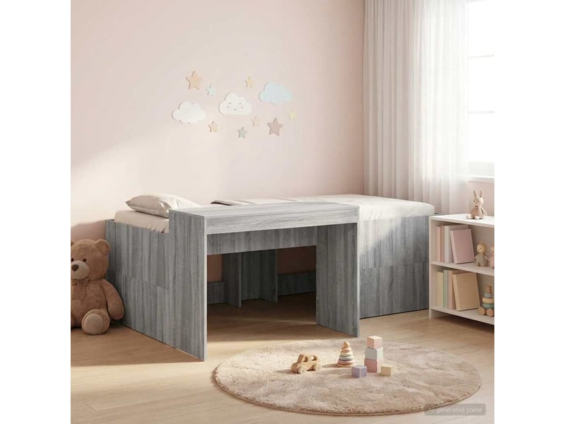  Lit haut pour enfants - lit jeune avec bureau sonoma gris 90 x 200 cm  - Conforama B