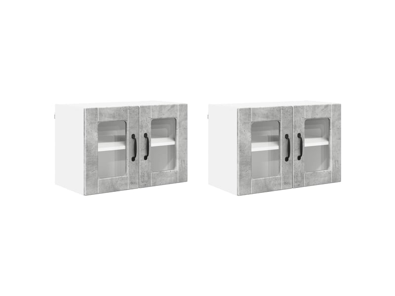 Meuble mural de cuisine, cabinet en verre mural 2 pcs gris béton bois d'ingénierie shl8498 - Conforama A