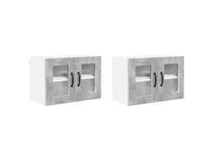 Meuble mural de cuisine, cabinet en verre mural 2 pcs gris béton bois d'ingénierie shl8498