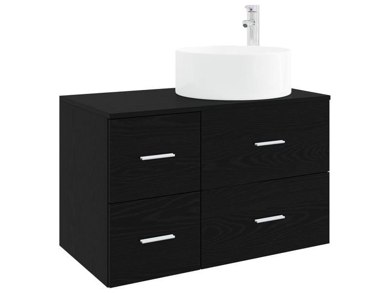 Ensemble de mobilier de salle de bain 2 pc chêne noir cf64112 - Conforama A