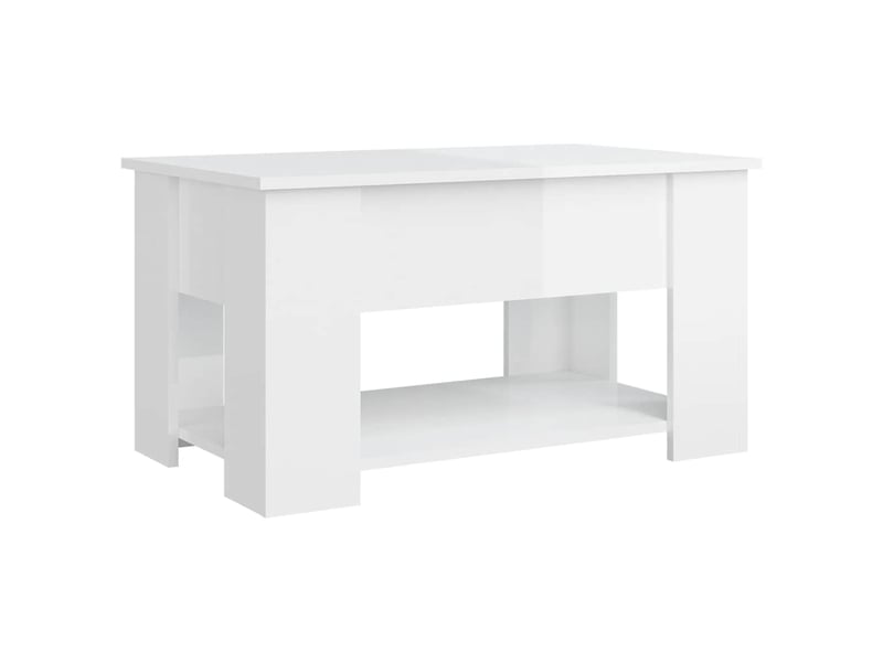  Table basse rectangulaire | table de salon blanc brillant 79x49x41 cm bois d'ingénierie shl2754  - Conforama D