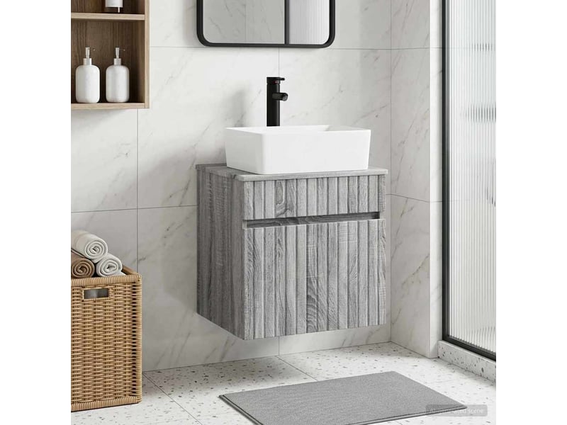  Meuble de lavabo mural, rangement salle de bain sonoma gris 49x41x63 cm shl7454  - Conforama B