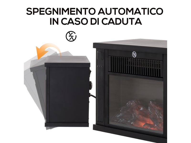  Cheminée électrique à poser avec effet flamme, 6001200 w, 10 à 15 m², noire  - Conforama R
