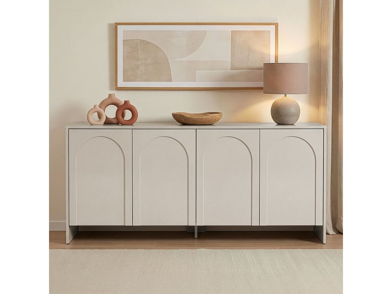  Console tv moderne arlen avec portes et étagères design contemporain - crème  - Conforama B