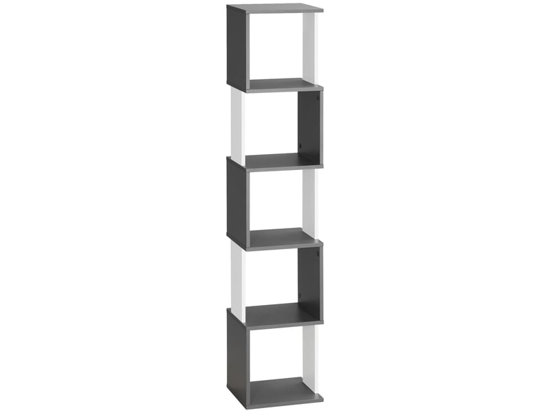  Bibliothèque moderne en bois à 5 niveaux, gain de place, 33 x 28 x 161 cm, grise et blanche  - Conforama B