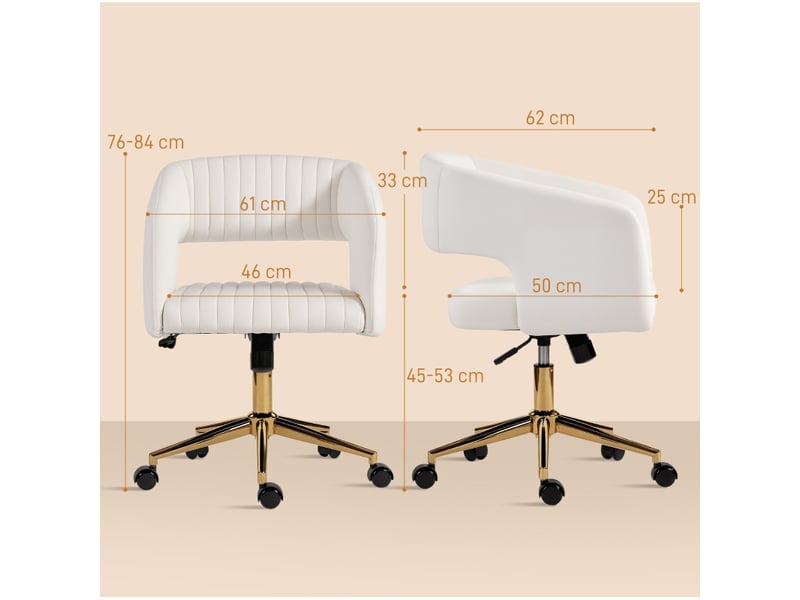  Chaise de bureau emilel pivotante velours réglable crème  - Conforama C