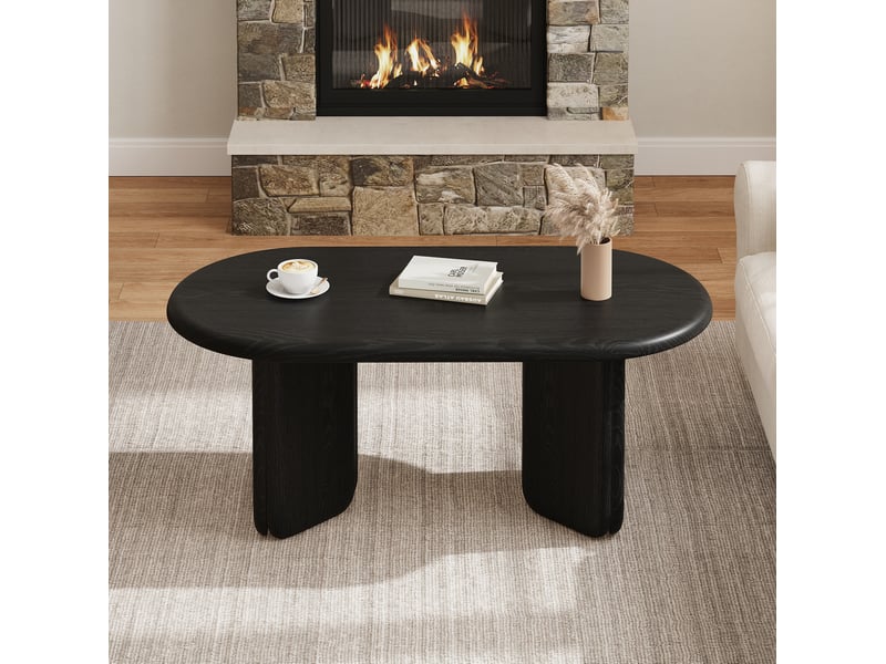  Table basse ovale 99x50x40 cm en mdf coloris noir  - Conforama D
