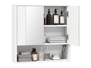 Armoire de salle de bain murale blanche, double miroir et étagère réglable, 60 x 16 x 60 cm