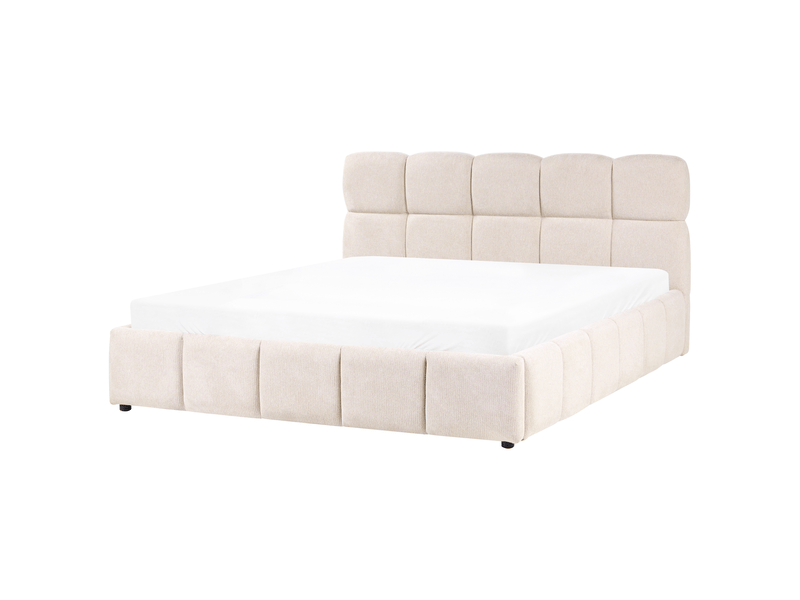 Lit ottoman tissu noyon 180 x 200 cm beige clair  - Conforama A