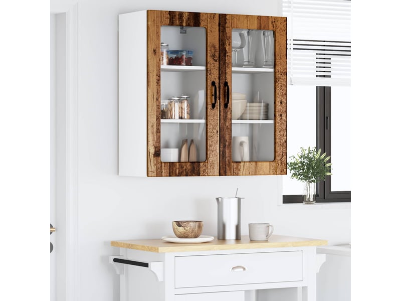  Cabinet en verre mural 2 pcs bois ancien bois d'ingénierie shl1319  - Conforama B