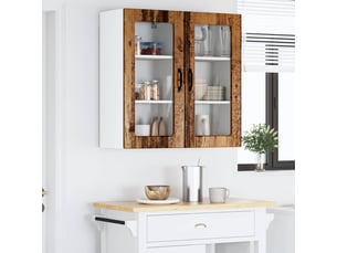 Cabinet en verre mural 2 pcs bois ancien bois d'ingénierie shl1319