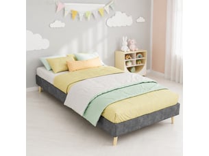Lit simple 90x200 cm <strong>MAISENTIEL</strong>  <strong></strong> coloris gris