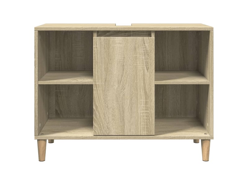  Meuble salle de bain rangement, commode chêne sonoma 80x33x60cm bois d'ingénierie shl5863  - Conforama E