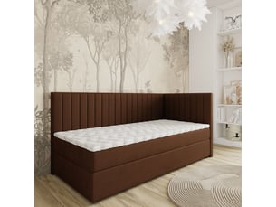 Lit avec rangement 100x200 cm <strong>MASSENO</strong> <strong></strong> coloris marron