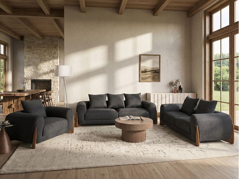 Ensemble de salon 6 places vinliden noir - Conforama B