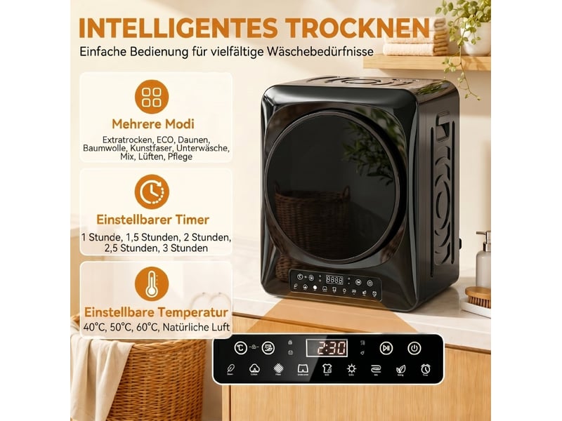 Sèche-linge à évacuation 49x43x61 cm 1000 w, modes extra-sec et eco, métal noir - Conforama D