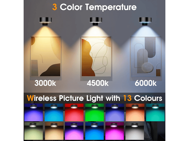  Lot de 3 luminaires led sans fil pour tableaux noirs rgb  - Conforama C