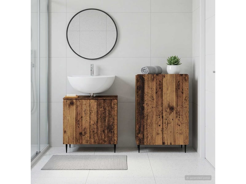 Ensemble de 2 meubles de salle de bain zwolle bois ancien cf63226 - Conforama B