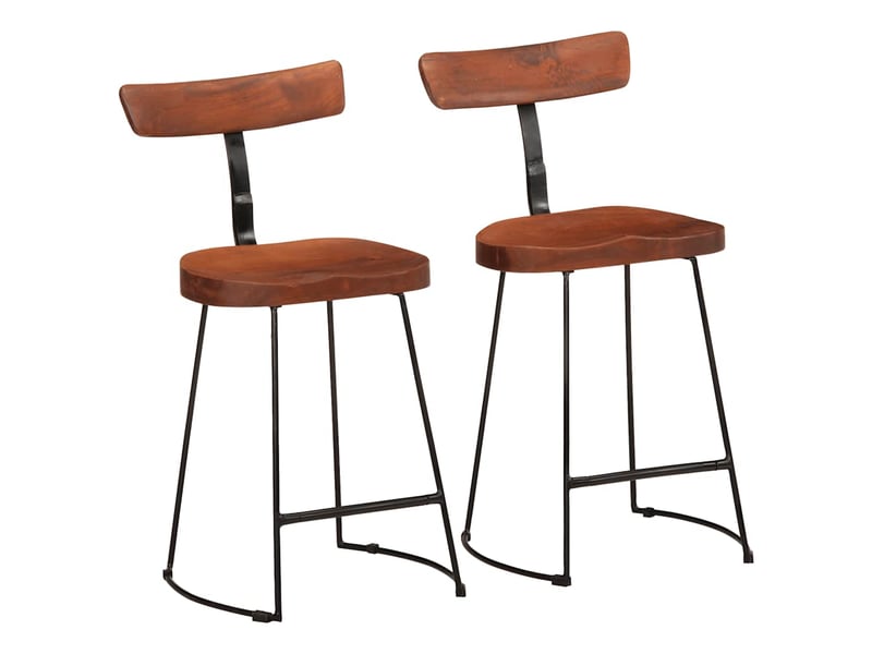  Lot de 2 tabouret de bar, chaise de bar 49x43x79 cm bois de manguier massif  - Conforama B